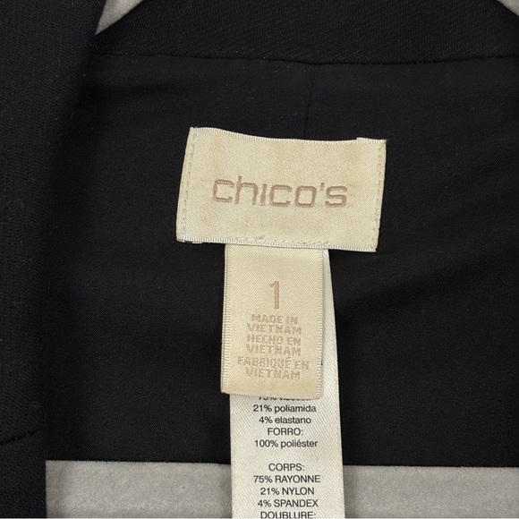 Chico’s Double Breasted Black Gold Studded Blazer Jacket Size 1 (Medium/8) - Picture 2 of 5